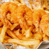 5 Jumbo Shrimp · 5 Jumbo shrimp tossed in sauce of choice, and served with fries.