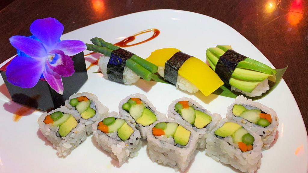 Vegetable Combination · One vegetable roll and three vegetable nigiri.
