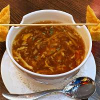 Hot And Sour Soup · Spicy. With crab wonton.