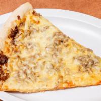 Cheese Steak Pizza · Steak with American and mozzarella cheese.
