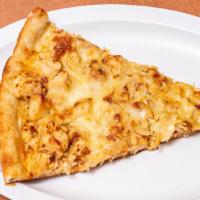 Chicken Alex Pizza · Honey mustard, mozzarella cheese, mushrooms and bacon.