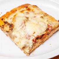 Cheese Steak Sicilian Pizza · Steak with American and mozzarella cheese.
