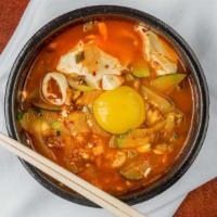 Soon Dubu · Choice of seafood or mushroom or beef or pork, soft tofu soup with onion, squash and egg.