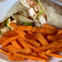 Grilled Caesar Wrap · caesar salad, house made croutons, parmesan cheese, tomatoes, hand cut fries