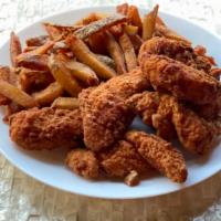 Chicken Fingers · chicken fingers, hand cut fries & choice of sauce