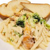 Chicken Alfredo · fresh broccoli, pecorino, romano cheese and light cream sauce.