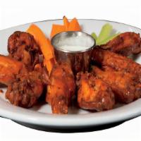 Chicken Wings · Choice buffalo, honey bbq or plain style, served with blue cheese or ranch dressing.