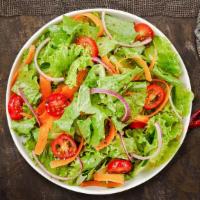Classic House Salad · Fresh lettuce, tomatoes, green pepper, cucumber, banana peppers, olives.