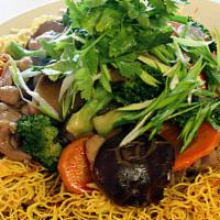 Pan Fried Noodle · Choice of seafood or beef.