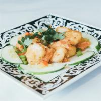 Stir-Fried Crispy Shrimp * · Stir-fried shrimp prepared with garlic, chopped onions, red and green bell peppers, salt, an...