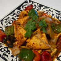 Fried Tofu * · Vegan, spicy. Green and red bell peppers, onions, dry black fungus, soy sauce, sugar, vinega...