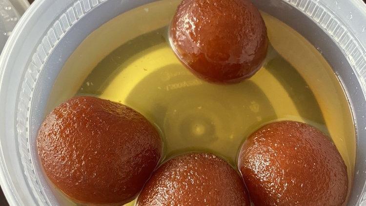 Gulab Jamun · Milk based balls dipped in rose & honey syrup.