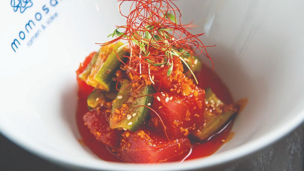 Salmon Poke* · soy marinated, cucumber and chili oil