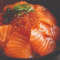 Salmon Ikura Don*  · salmon with marinated salmon roe, served over rice, wasabi & pickled ginger