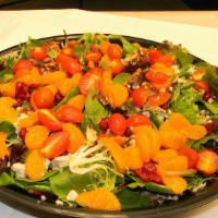 Winter Salad · Spring mix, walnut, dry cranberries, tomato, cucumbers, gorgonzola cheese, mandarin oranges ...