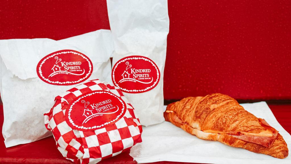 Croissants Sandwiches · Made fresh daily. Ham and cheese or turkey and swiss. Served hot or cold.
