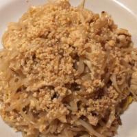 Pad Thai · Stir-fried medium rice noodles, egg, ground peanuts, and bean sprout in homemade pad thai sa...