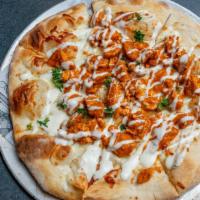 Buffalo Chicken · Fried chicken tossed in homemade hot sauce with melted mozzarella and crumbled bleu cheese t...