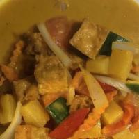 Yellow Curry * · Thai yellow curry sauce and coconut milk with pineapple, onion, carrots, snow pea, bell pepp...