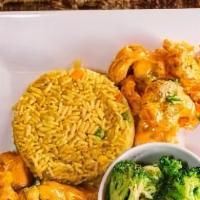 Bang Chicken And Shrimp · Bang Chicken and Shrimp over Fried Rice and sauteed Broccoli