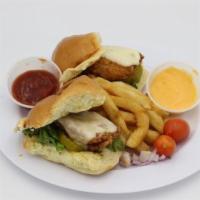 Crispy Chicken Sliders · Lettuce, Mayo, Cheese, Pickle