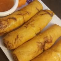 Fried Spring Roll · Popular crispy spring rolls with vermicelli noodle, vegetables, and sweet potato, served wit...