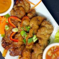 Pork Satay · (4) Grilled pork marinated in low sodium soy sauce, vegetable oil, white pepper, coconut mil...
