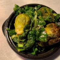 Roasted Kale & Brussel Sprouts · Our Kale & Brussel Sprouts are prepared with Garlic, Olive Oil, Butter, Lemon, Seasonings
