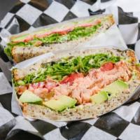 Salmon Avocado  · Sliced avacado, flaked smoked salmon, mixed greens, tomatoes, and red onions