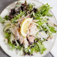 Trout Salad · Gluten free. Smoked trout, apple, cucumber, red onion, and horseradish dressing.