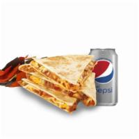 Meat & Cheese Quesadilla · A combo meal served with a drink, side of chips, and a  grilled cheesy Quesadilla with your ...