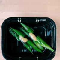 2Pc Asparagus · 2 pieces of asparagus nigiri topped with su-miso
