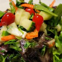 House Salad · Mix Greens, Sweet Drop Peppers, Carrots, Cucumber, House Vinaigrette.