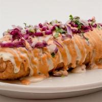 Al Pastor Chimichanga · Prepared Just like Burrito, then it’s deep fried in pure Vegetable oil and topped with our s...