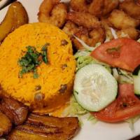 Fried Shrimp (Camarones Fritos) · 12 Shrimps. Includes Rice, Beans, Salad and Fried plantains.