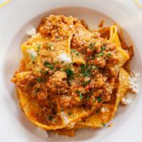 Pappardelle Bolognese · Veal, Beef and Pancetta Ragu, Parmigiano