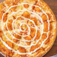  Buffalo Pizza · Hot n' Spicy Chicken & Bleu Cheese Dressing or Ranch on the Side or on Top.