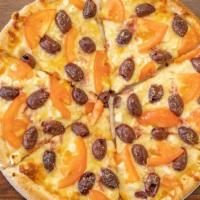  Bianco Pizza · White Pizza with Sliced Tomato, Fresh Garlic, Kalamata Olives, Feta Cheese
