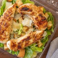 Grilled Chicken Caesar Salad · Garden Salad, Feta Cheese & Greek Dressing.