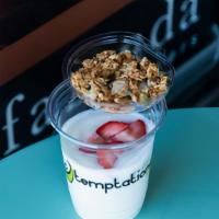 Fruit Yogurt Parfait · Granola, Fresh Strawberry, Vanilla Yogurt