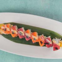 Halloween Roll · Shrimp tempura snow crab, topped tuna salmon.