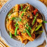Old Lady Spicy · Spicy. A popular spicy Thai dish with roasted Thai eggplant, peppers, green beans and sweet ...