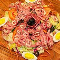 Chopped Antipasto Salad · Chopped cured meats fresh cheeses and briny olives.
