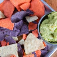 Chips & Homemade Guacamole · Corn chips, cilantro and lime infused guacamole