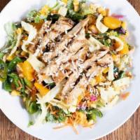 Asian Chicken Salad · Grilled chicken, mixed greens, coconut, julienne vegetables, red onion, . mandarin oranges, ...