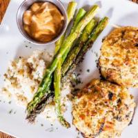 Lunch Broiled Jumbo Lump Crab Cake` · Lump crab meat, brioche bread crumbs, served with Old Bay sriracha remoulade, wild mushroom ...
