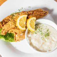 Fried Fish & Grits · Tilapia or Whiting with choice of two eggs and home fried potatoes, grits or quinoa potato h...