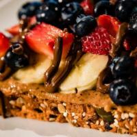 Love Easton · Sprouted toast*, almond butter, nutella, banana*, strawberry*, Blueberry*

*organic 
CONTAIN...