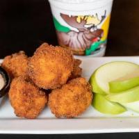 Kids Mac & Cheese Bites · with marinara sauce, one side and drink