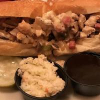 Cheesesteak Hoagie Wrap · Chicken or beef, lettuce, tomato, raw onion, and mayonnaise. Served with French fries or pot...